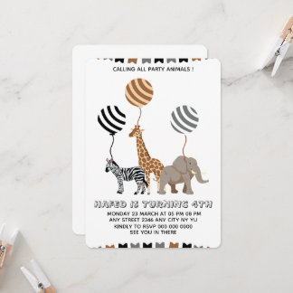 Party Animal Invite, Digital Birthday Invite, Birt Einladung