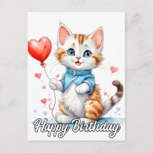 Party Animal Kitty Cat - Happy Birthday Postkarte