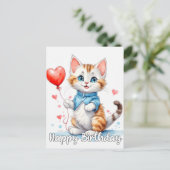 Party Animal Kitty Cat - Happy Birthday Postkarte (Stehend Vorderseite)