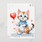 Party Animal Kitty Cat - Happy Birthday Postkarte (Vorne/Hinten)