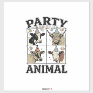 Party Animal Kuh Vintage Gravur T-Shirt Design_ Aufkleber