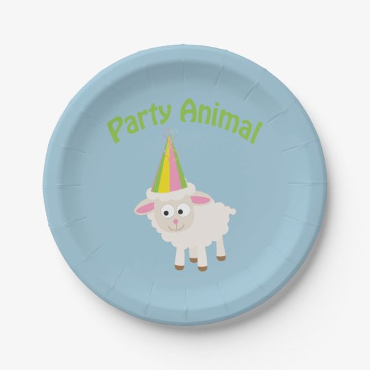 Party Animal! Lamm Pappteller (Vorderseite)
