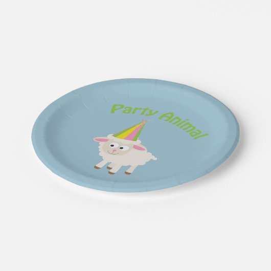 Party Animal! Lamm Pappteller (Schrägansicht)