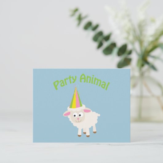 Party Animal! Lamm Postkarte (Stehend Vorderseite)
