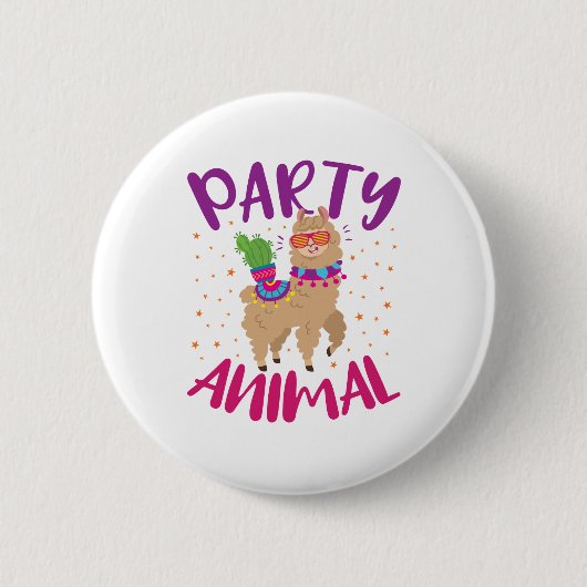 Party Animal Llama Bachelorette Geburtstag Button (Vorderseite)