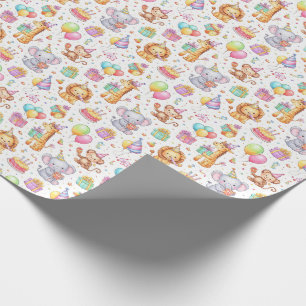 Party Animal Parade – Wasserfarben-Geburtstagsdesi Geschenkpapier