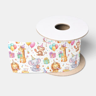 Party Animal Parade – Wasserfarben-Geburtstagsdesi Satinband