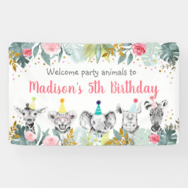 Party Animal Pink Gold Safari Geburtstag Banner