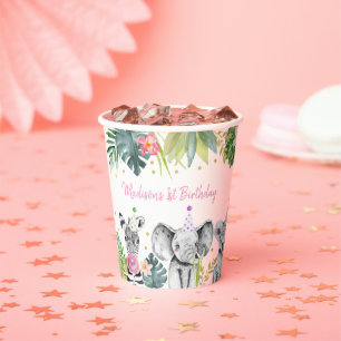 Party Animal Pink Gold Tropical Safari Geburtstag Pappbecher