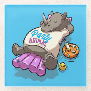 Party Animal Rhino Aufblasbare Matratze Cartoon Glasuntersetzer