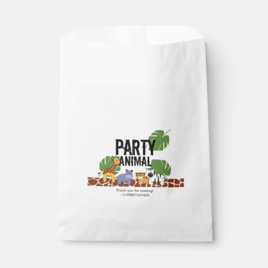 Party Animal Safari Thema Geburtstag Grün Geschenktütchen (Vorderseite)