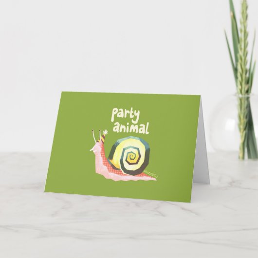 Party animal snail greetings card (green) karte (Vorderseite)