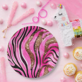 Party Animal Tiger Print Paper Cup, rosa Glitzer Pappteller (Party)