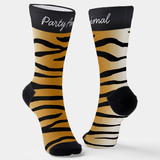 "Party Animal" Tiger Streifen Humorisches Tier Socken (Gewinkelt)