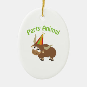Party Animal Yak Keramikornament