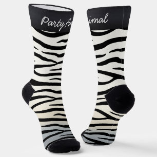 "Party Animal" Zebra Print Fun Exotic Animal Legs Socken