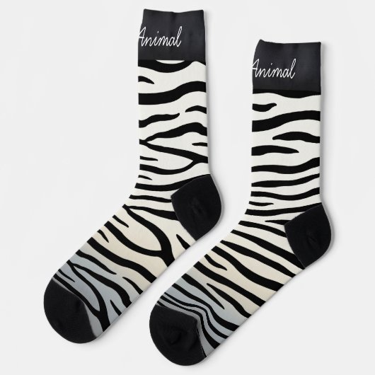 "Party Animal" Zebra Print Fun Personalizable Text Socken (Linkes Detail)