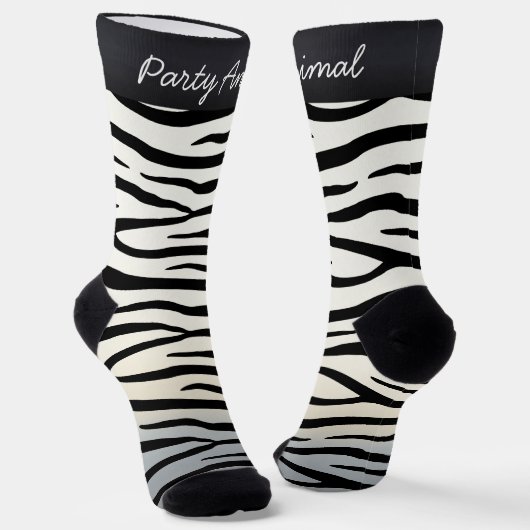 "Party Animal" Zebra Print Fun Personalizable Text Socken (Gewinkelt)