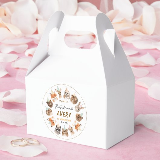 Party Animals 2nd Birthday | Cute Jungle Animal Geschenkschachtel (Hochzeit)