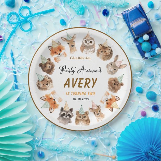 Party Animals 2nd Birthday | Cute Jungle Animal Pappteller (Party)