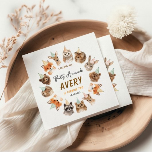 Party Animals 2nd Birthday | Cute Jungle Animal Serviette