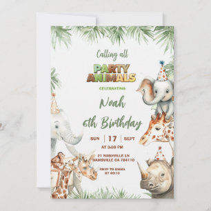 Party Animals 6. Geburtstagseinladung Safari-Tie Einladung