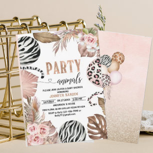 Party Animals baby shower Leopard Print Jungl Wild Einladung