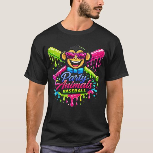 Party Animals Baseball Funny T-Shirt (Vorderseite)