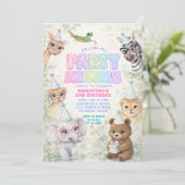 Party Animals Birthday Invitation | Rainbow Safari Einladung (Stehend Vorderseite)