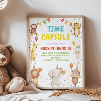 Party Animals Birthday Party Time Capsule Sign Poster