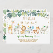 Party Animals Boy Safari Geburtstag Einladung (Vorne/Hinten)