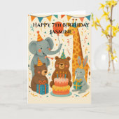 Party Animals Celebrating a Birthday Custom  Karte (Gelbe Blume)