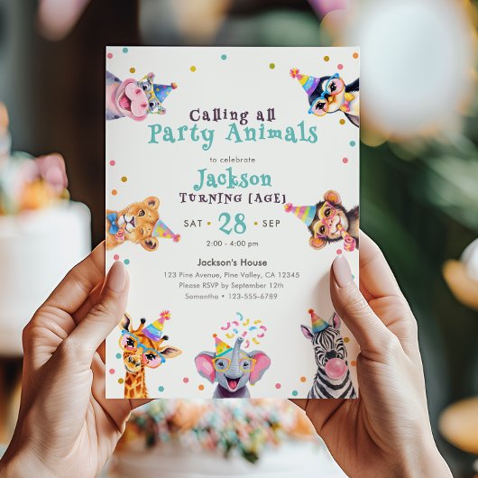 Party Animals Editierbare Altersangabe Kindergebur Einladung