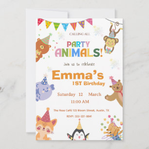 Party Animals Erste Geburtstagseinladung Einladung