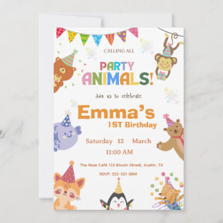 Party Animals Erste Geburtstagseinladung Einladung