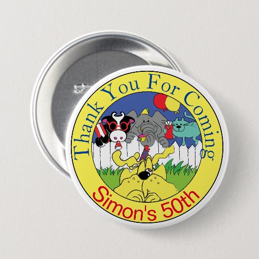 Party Animals Funny Birthday Party Button (Vorne & Hinten)