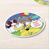 Party Animals Funny Birthday Party Runder Pappuntersetzer (Angewinkelt)