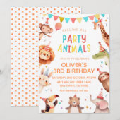 Party Animals Geburtstagseinladung Einladung (Vorne/Hinten)