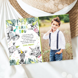 Party Animals Jungen Safari Tiere Danke Karte