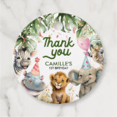 Party Animals Jungle Personalisiert Danke Geschenkanhänger (Vorderseite)