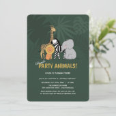 Party Animals Jungle Safari Kindergeburtstag Einladung (Stehend Vorderseite)