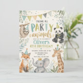 Party Animals Kindergeburtstag Einladung (Stehend Vorderseite)