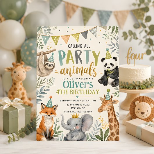 Party Animals Kindergeburtstag Einladung