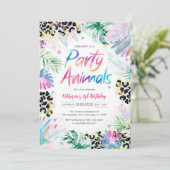 Party Animals Leopard Jungle Birthday Invitation Einladung (Stehend Vorderseite)