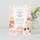Party Animals Safari Birthday Party Invitation Einladung (Stehend Vorderseite)