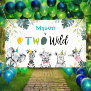 Party Animals Safari Boy Two Wild Blue Hintergrund Banner