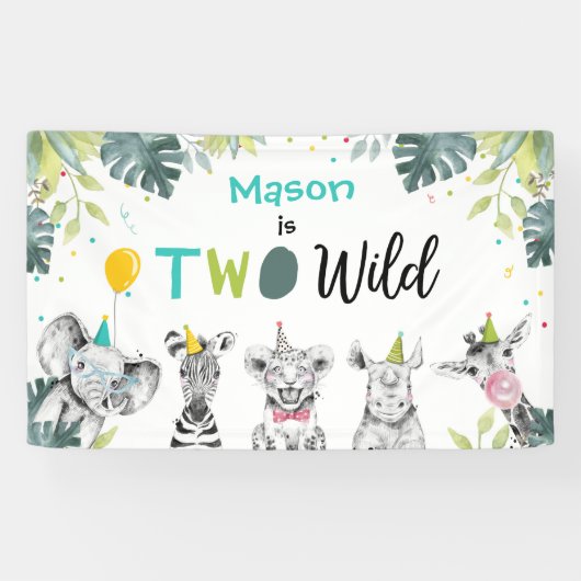 Party Animals Safari Boy Two Wild Blue Hintergrund Banner (Horizontal)