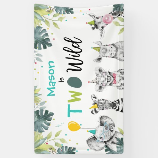 Party Animals Safari Boy Two Wild Blue Hintergrund Banner (Vertikal)