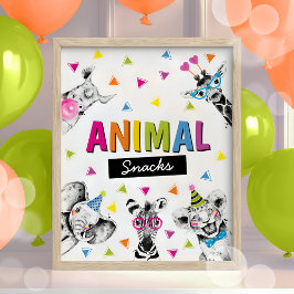 Party Animals Safari Food Animals Snacks Geburtsta Poster