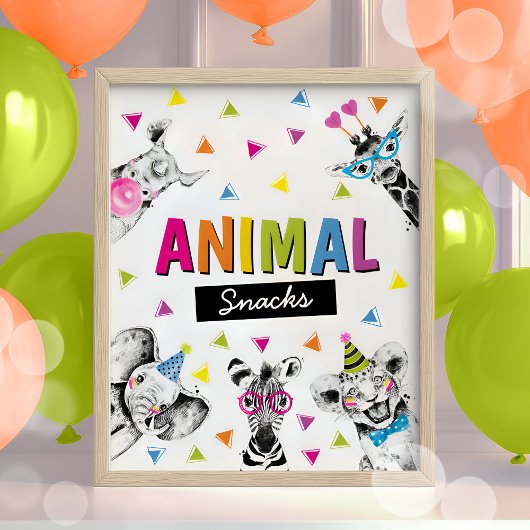 Party Animals Safari Food Animals Snacks Geburtsta Poster